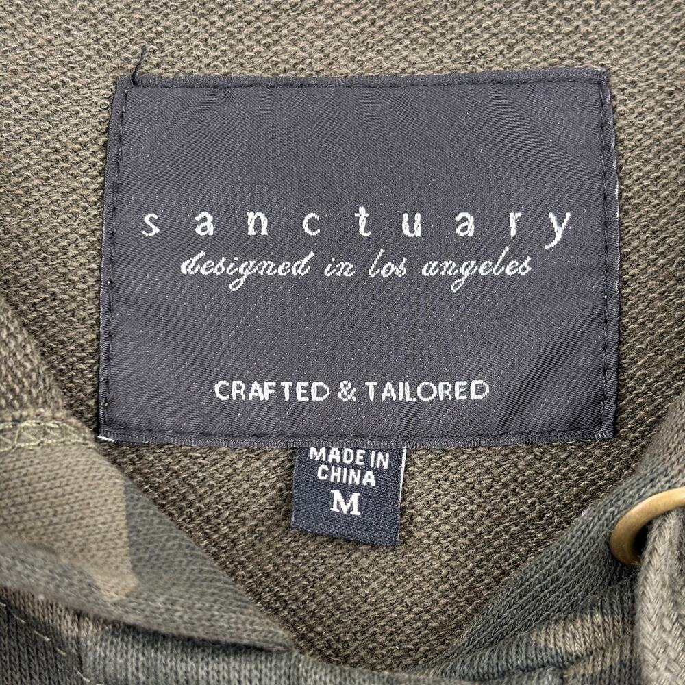 Sanctuary Hooded Jacket Size M Olive Green Camo Full Zip Ruffle Sleeve Hoodie - Picture 6 of 14